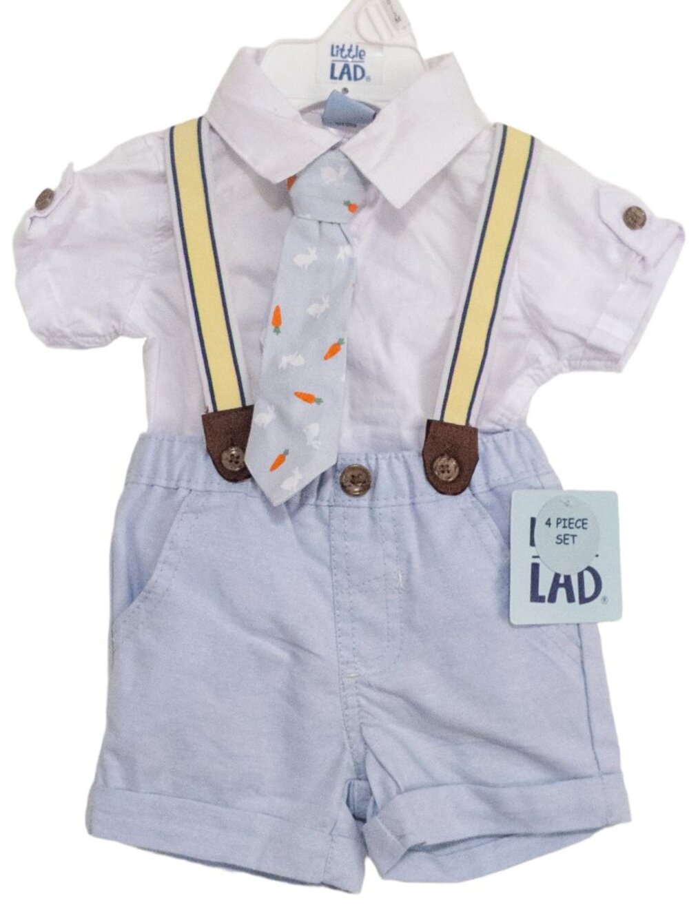 Little Lad 4 Piece Set Baby Boy Formal Easter 0-3 Months Newborn Blue Tie NWT